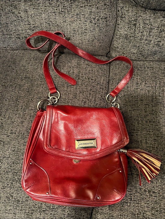 Liz Claiborne Handbags - Liz Claiborne Red Faux-Leather Crossbody with Tassel Accent